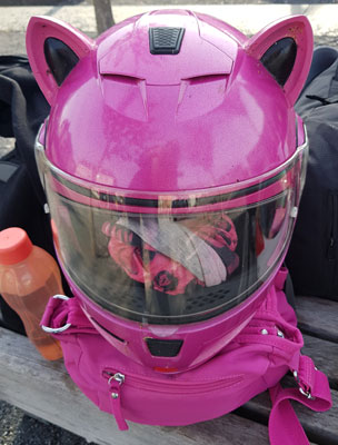 Helm einer Bikerin